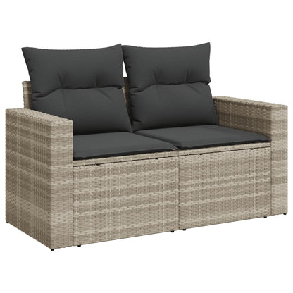 8-tlg. Garten-Sofagarnitur mit Kissen Hellgrau Poly Rattan - Pazzar.ch