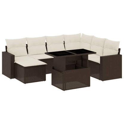8-tlg. Garten-Sofagarnitur mit Kissen Braun Poly Rattan - Pazzar.ch