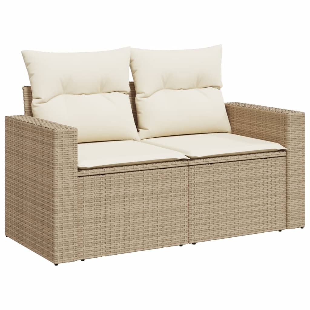 10-tlg. Garten-Sofagarnitur mit Kissen Beige Poly Rattan - Pazzar.ch