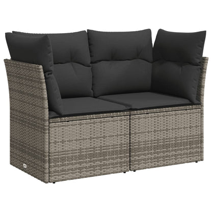 10-tlg. Garten-Sofagarnitur mit Kissen Grau Poly Rattan - Pazzar.ch