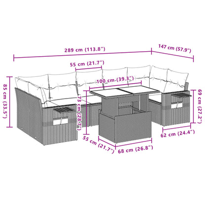 8-tlg. Garten-Sofagarnitur mit Kissen Hellgrau Poly Rattan - Pazzar.ch
