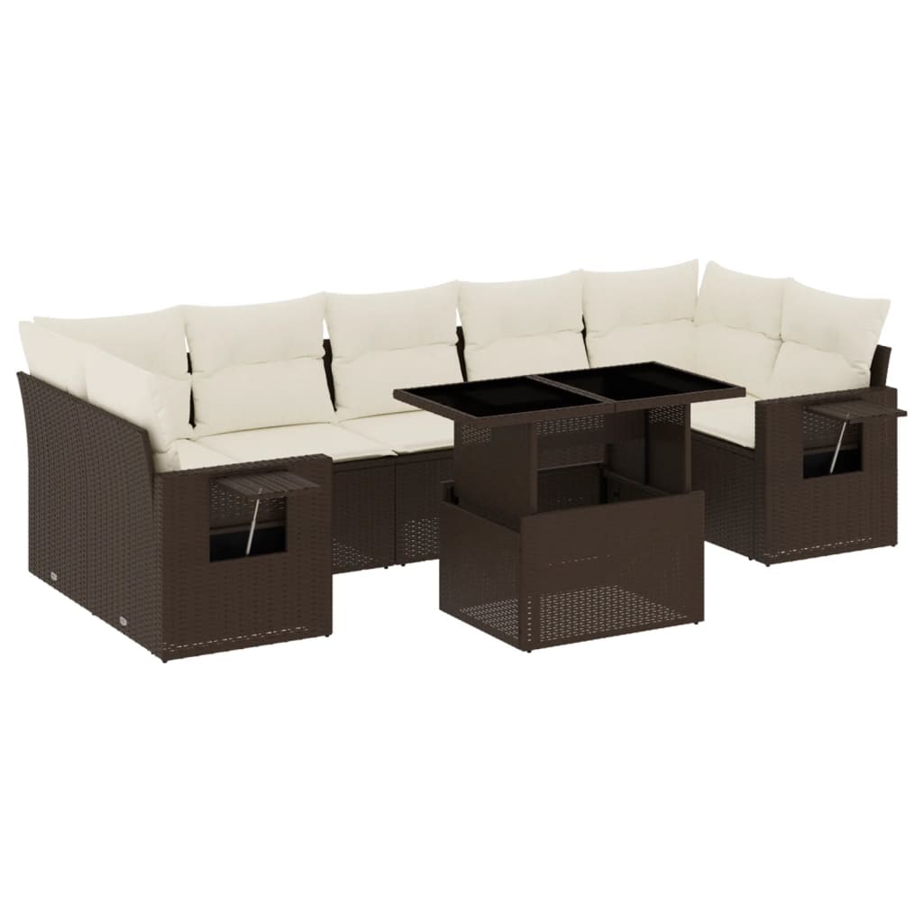 8-tlg. Garten-Sofagarnitur mit Kissen Braun Poly Rattan - Pazzar.ch