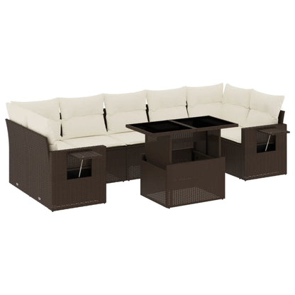 8-tlg. Garten-Sofagarnitur mit Kissen Braun Poly Rattan - Pazzar.ch