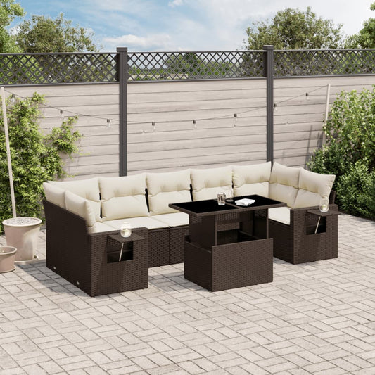 8-tlg. Garten-Sofagarnitur mit Kissen Braun Poly Rattan - Pazzar.ch