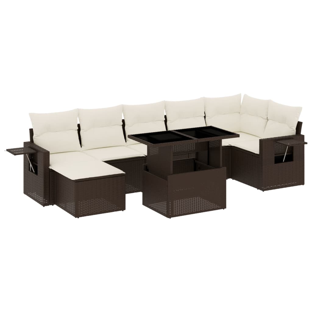 8-tlg. Garten-Sofagarnitur mit Kissen Braun Poly Rattan - Pazzar.ch
