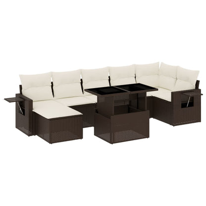 8-tlg. Garten-Sofagarnitur mit Kissen Braun Poly Rattan - Pazzar.ch