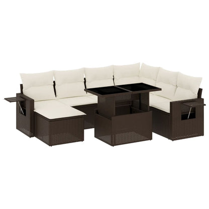 8-tlg. Garten-Sofagarnitur mit Kissen Braun Poly Rattan - Pazzar.ch
