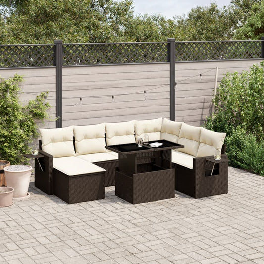 8-tlg. Garten-Sofagarnitur mit Kissen Braun Poly Rattan - Pazzar.ch