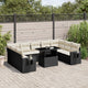 10-tlg. Garten-Sofagarnitur mit Kissen Schwarz Poly Rattan