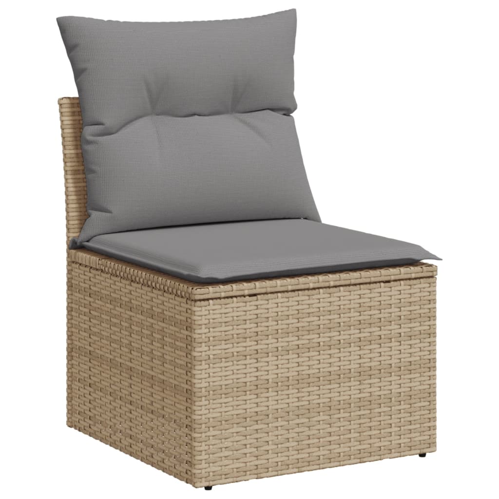 10-tlg. Garten-Sofagarnitur mit Kissen Beige Poly Rattan - Pazzar.ch