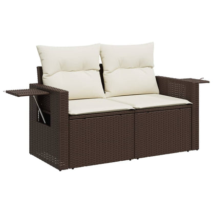 10-tlg. Garten-Sofagarnitur mit Kissen Braun Poly Rattan - Pazzar.ch