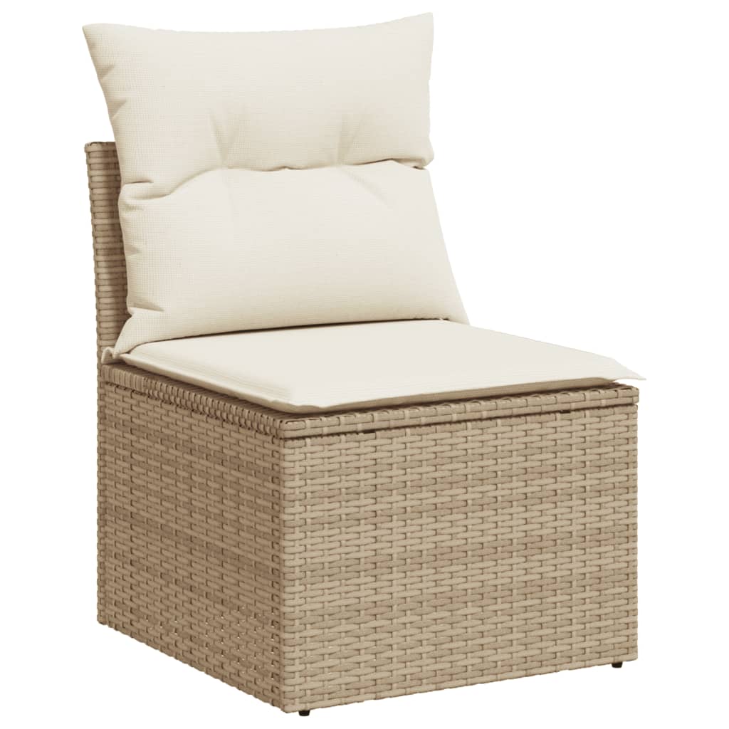 10-tlg. Garten-Sofagarnitur mit Kissen Beige Poly Rattan - Pazzar.ch