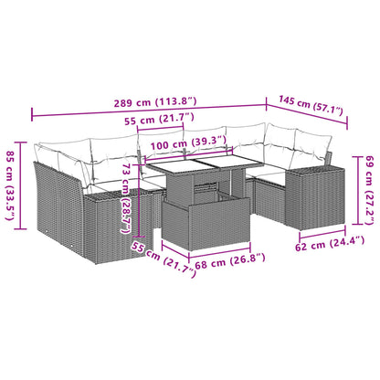8-tlg. Garten-Sofagarnitur mit Kissen Hellgrau Poly Rattan - Pazzar.ch