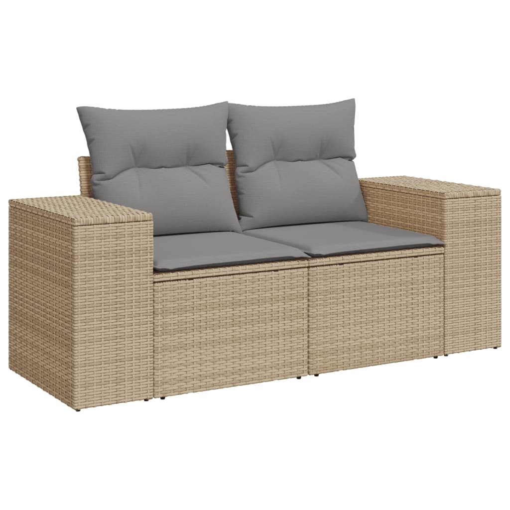 10-tlg. Garten-Sofagarnitur mit Kissen Beige Poly Rattan - Pazzar.ch