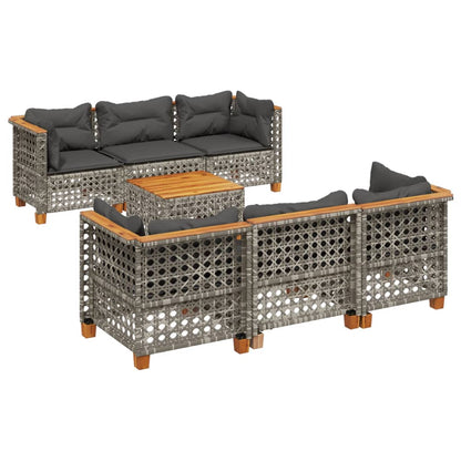 8-tlg. Garten-Sofagarnitur mit Kissen Grau Poly Rattan - Pazzar.ch