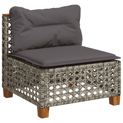 8-tlg. Garten-Sofagarnitur mit Kissen Grau Poly Rattan - Pazzar.ch