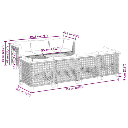 8-tlg. Garten-Sofagarnitur mit Kissen Grau Poly Rattan - Pazzar.ch