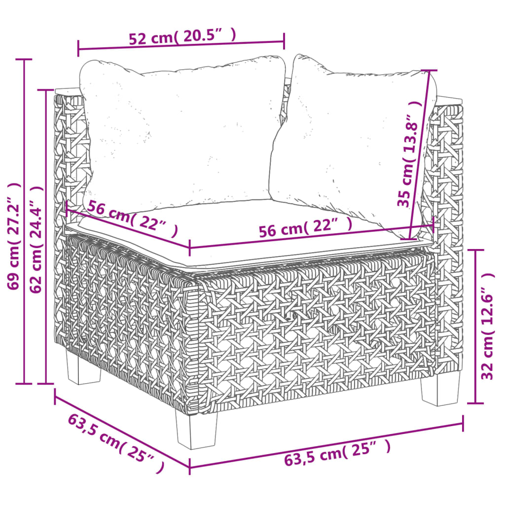 8-tlg. Garten-Sofagarnitur mit Kissen Grau Poly Rattan - Pazzar.ch
