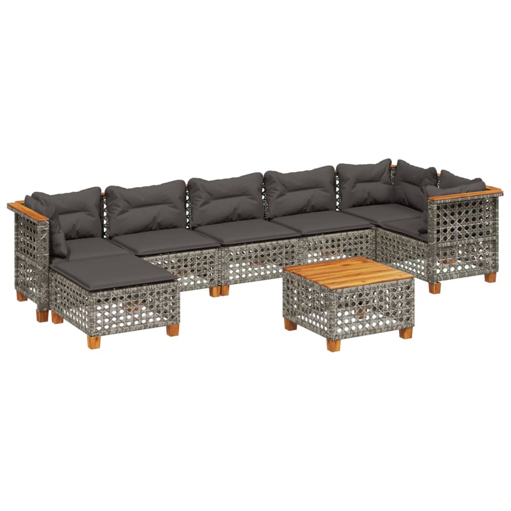 8-tlg. Garten-Sofagarnitur mit Kissen Grau Poly Rattan - Pazzar.ch