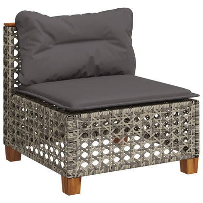 8-tlg. Garten-Sofagarnitur mit Kissen Grau Poly Rattan - Pazzar.ch