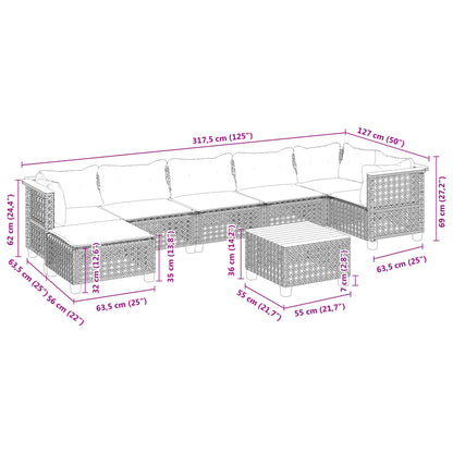 8-tlg. Garten-Sofagarnitur mit Kissen Grau Poly Rattan - Pazzar.ch
