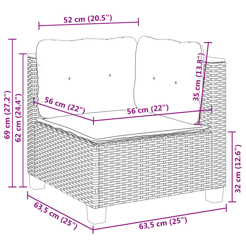 10-tlg. Garten-Sofagarnitur mit Kissen Beige Poly Rattan - Pazzar.ch