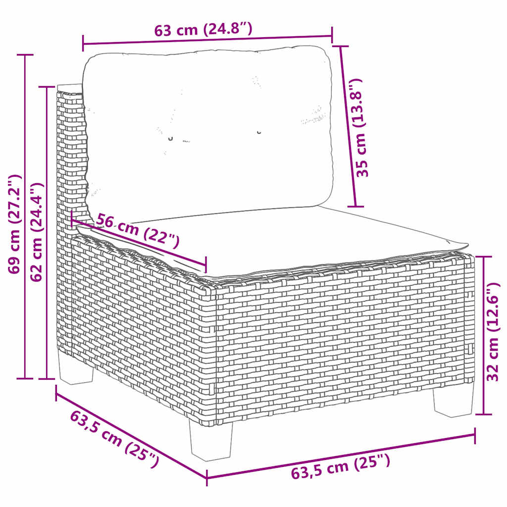 10-tlg. Garten-Sofagarnitur mit Kissen Beige Poly Rattan - Pazzar.ch