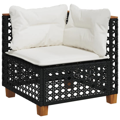 10-tlg. Garten-Sofagarnitur mit Kissen Schwarz Poly Rattan - Pazzar.ch