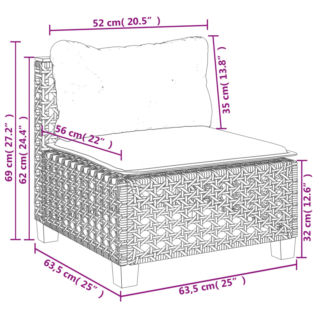 10-tlg. Garten-Sofagarnitur mit Kissen Grau Poly Rattan - Pazzar.ch