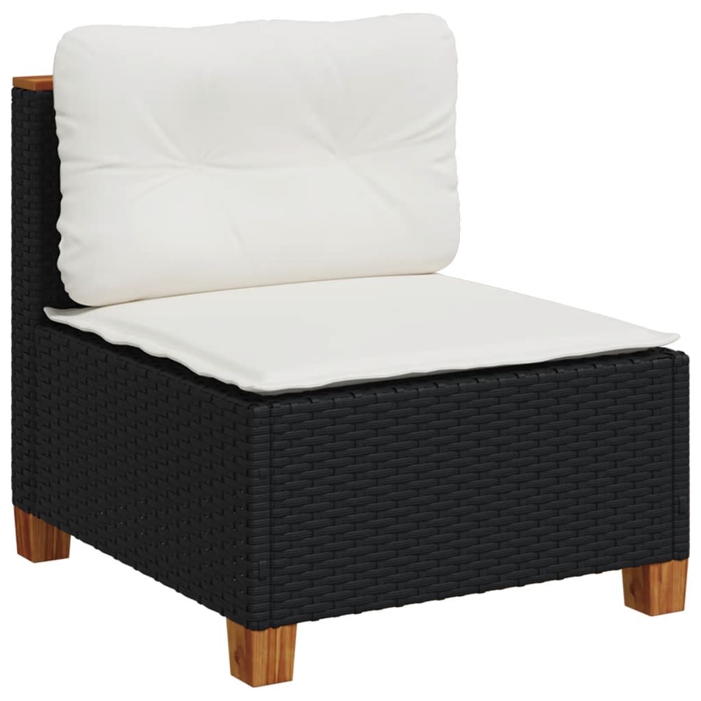 10-tlg. Garten-Sofagarnitur mit Kissen Schwarz Poly Rattan