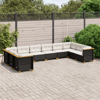 10-tlg. Garten-Sofagarnitur mit Kissen Schwarz Poly Rattan - Pazzar.ch