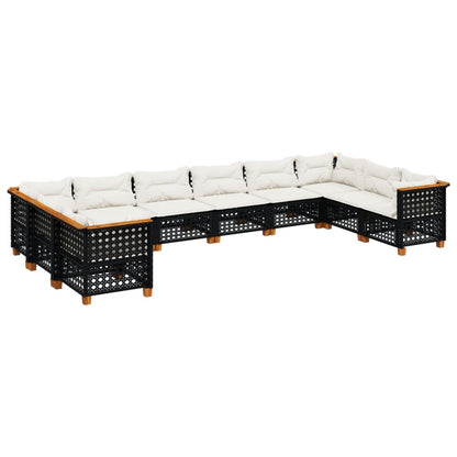 10-tlg. Garten-Sofagarnitur mit Kissen Schwarz Poly Rattan - Pazzar.ch