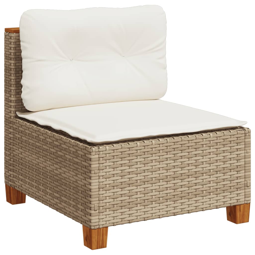 10-tlg. Garten-Sofagarnitur mit Kissen Beige Poly Rattan - Pazzar.ch