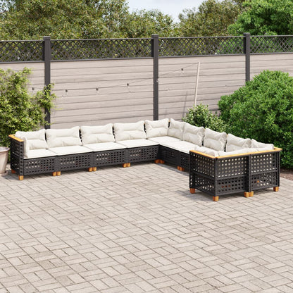 10-tlg. Garten-Sofagarnitur mit Kissen Schwarz Poly Rattan - Pazzar.ch