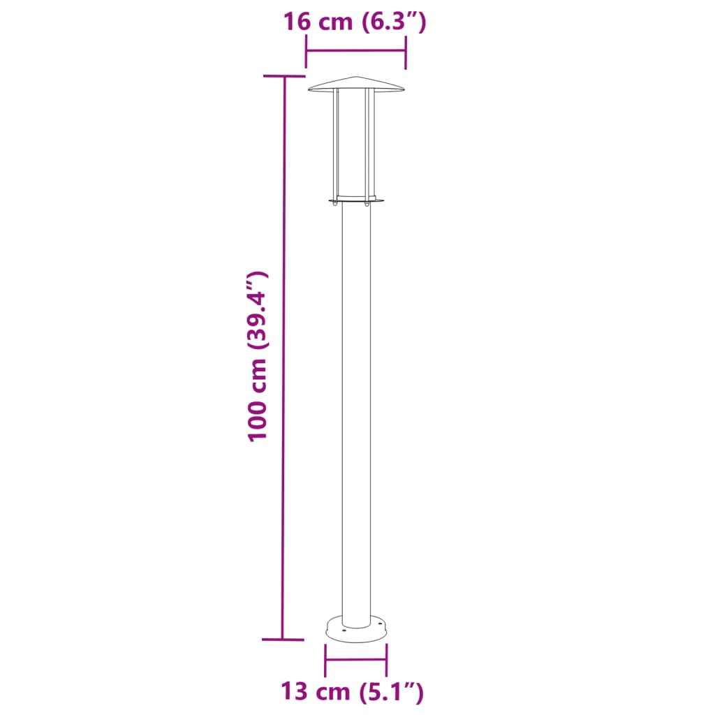 Wegeleuchte Silbern 100 cm Edelstahl - Pazzar.ch