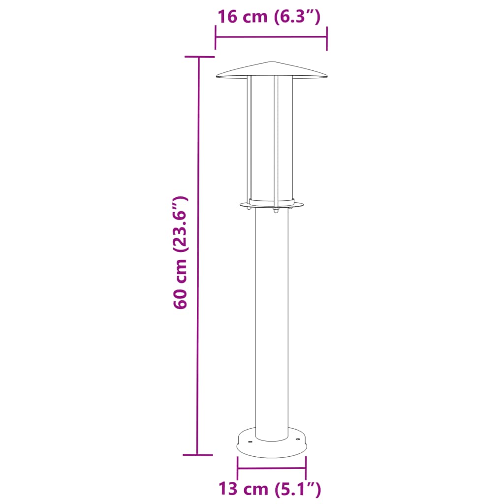 Wegeleuchte Schwarz 60 cm Edelstahl - Pazzar.ch