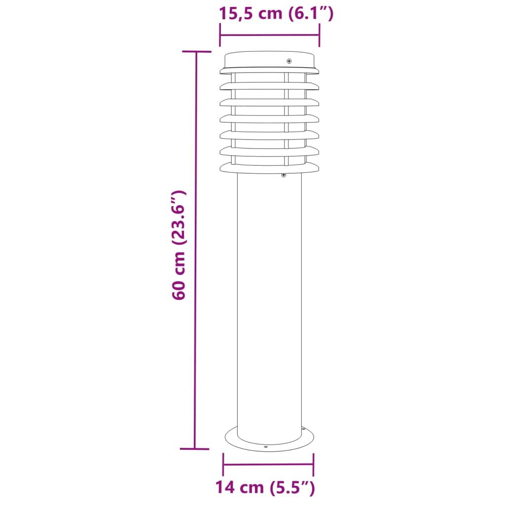 Wegeleuchten 3 Stk. Silbern 60 cm Edelstahl - Pazzar.ch