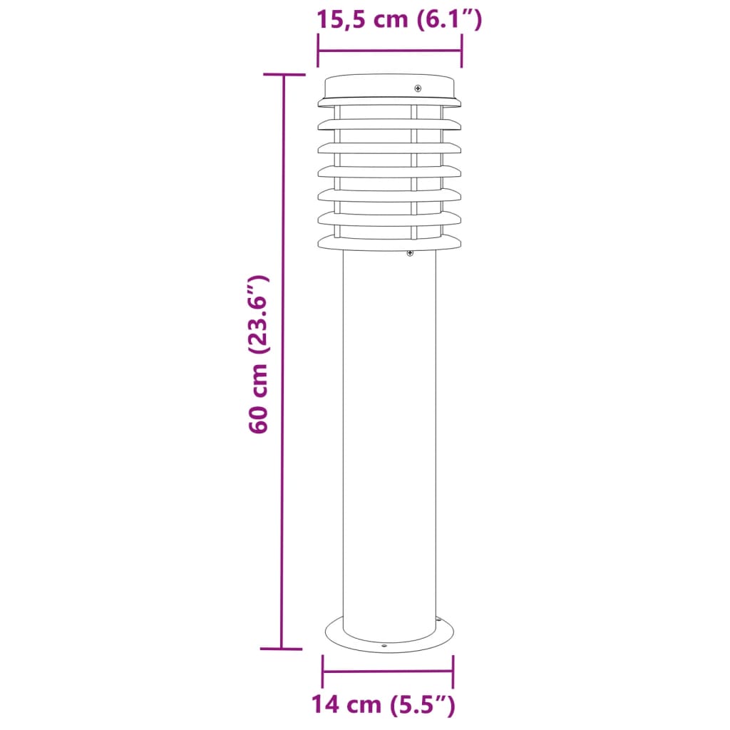 Wegeleuchte Schwarz 60 cm Edelstahl - Pazzar.ch