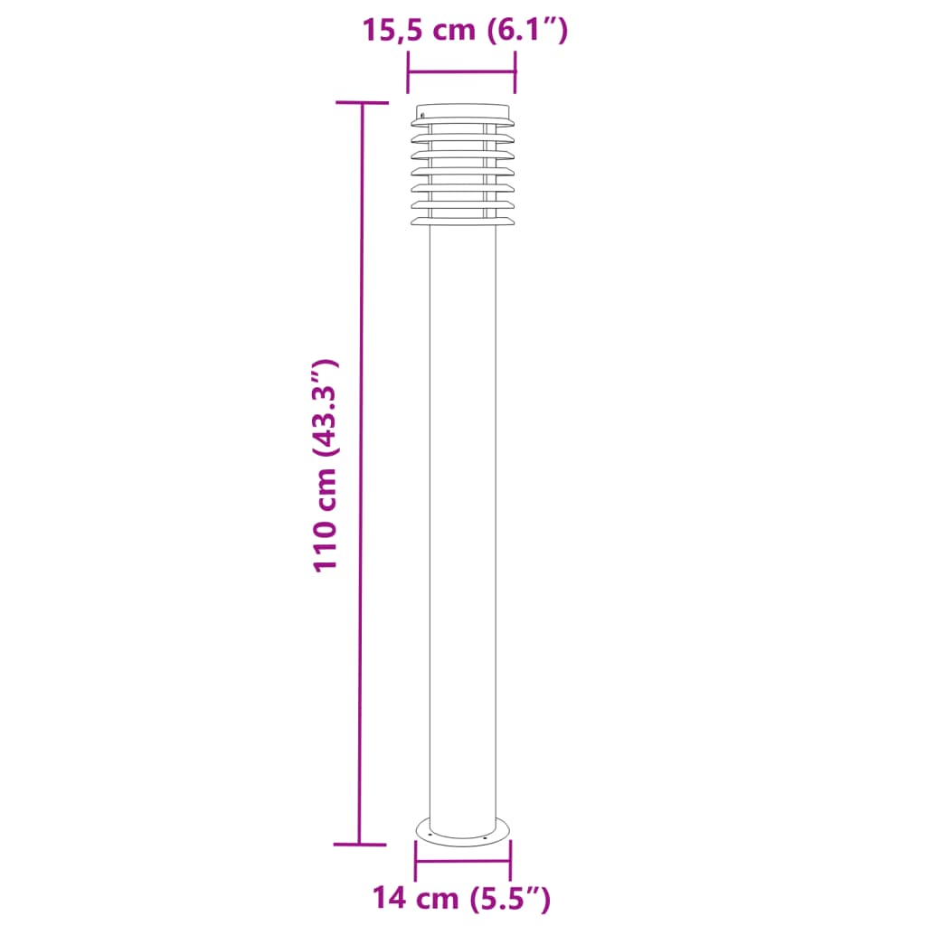 Wegeleuchte Schwarz 110 cm Edelstahl - Pazzar.ch