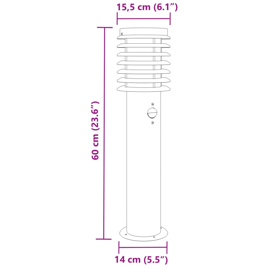 Wegeleuchte mit Bewegungsmelder Silbern 60 cm Edelstahl - Pazzar.ch