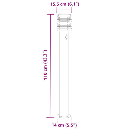 Wegeleuchten mit Bewegungsmelder 3 Stk. Silbern 110cm Edelstahl - Pazzar.ch