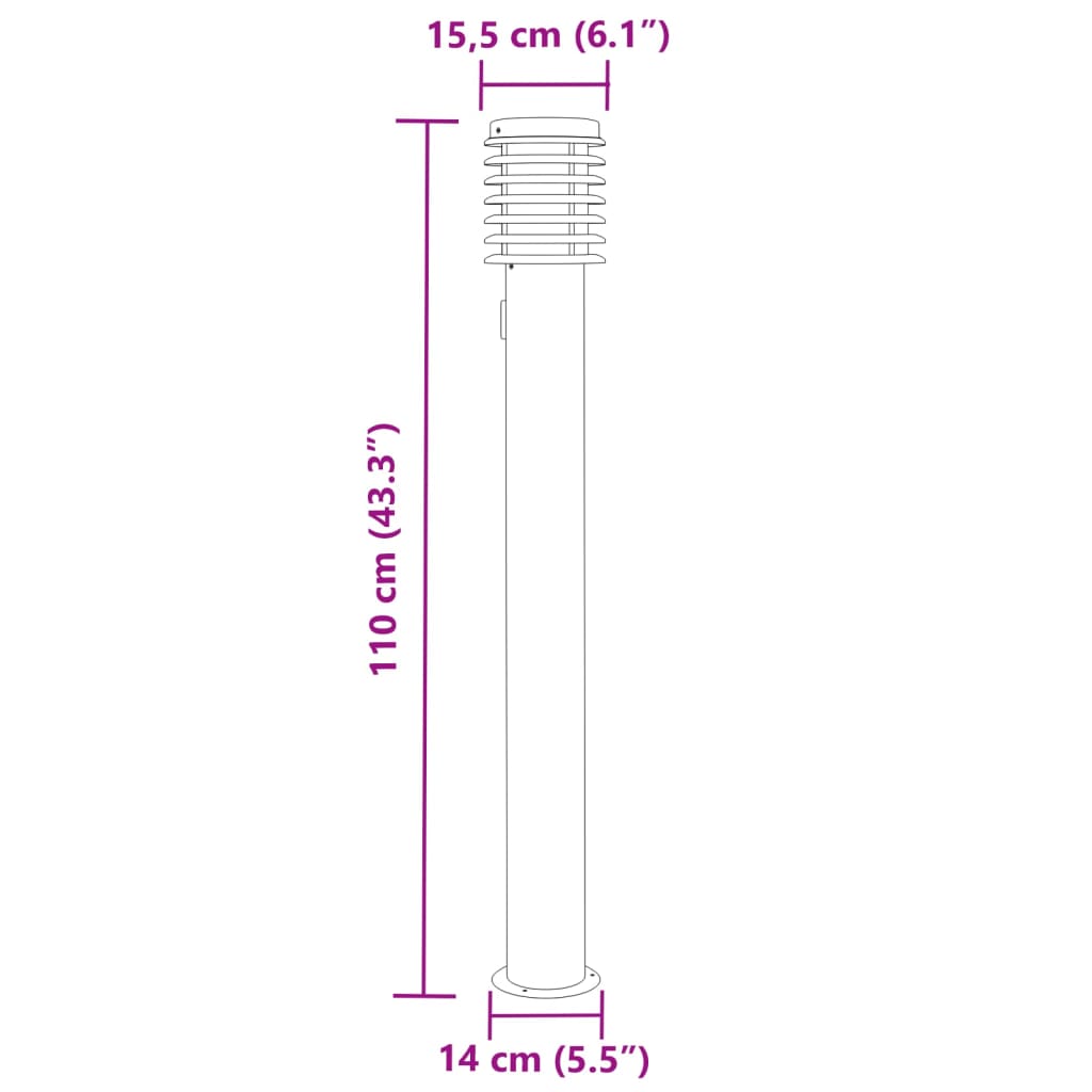 Wegeleuchte mit Steckdose Schwarz 110 cm Edelstahl