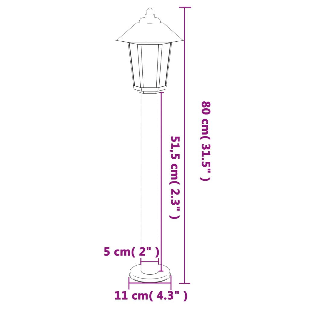 Wegeleuchten 3 Stk. Silbern 80 cm Edelstahl - Pazzar.ch