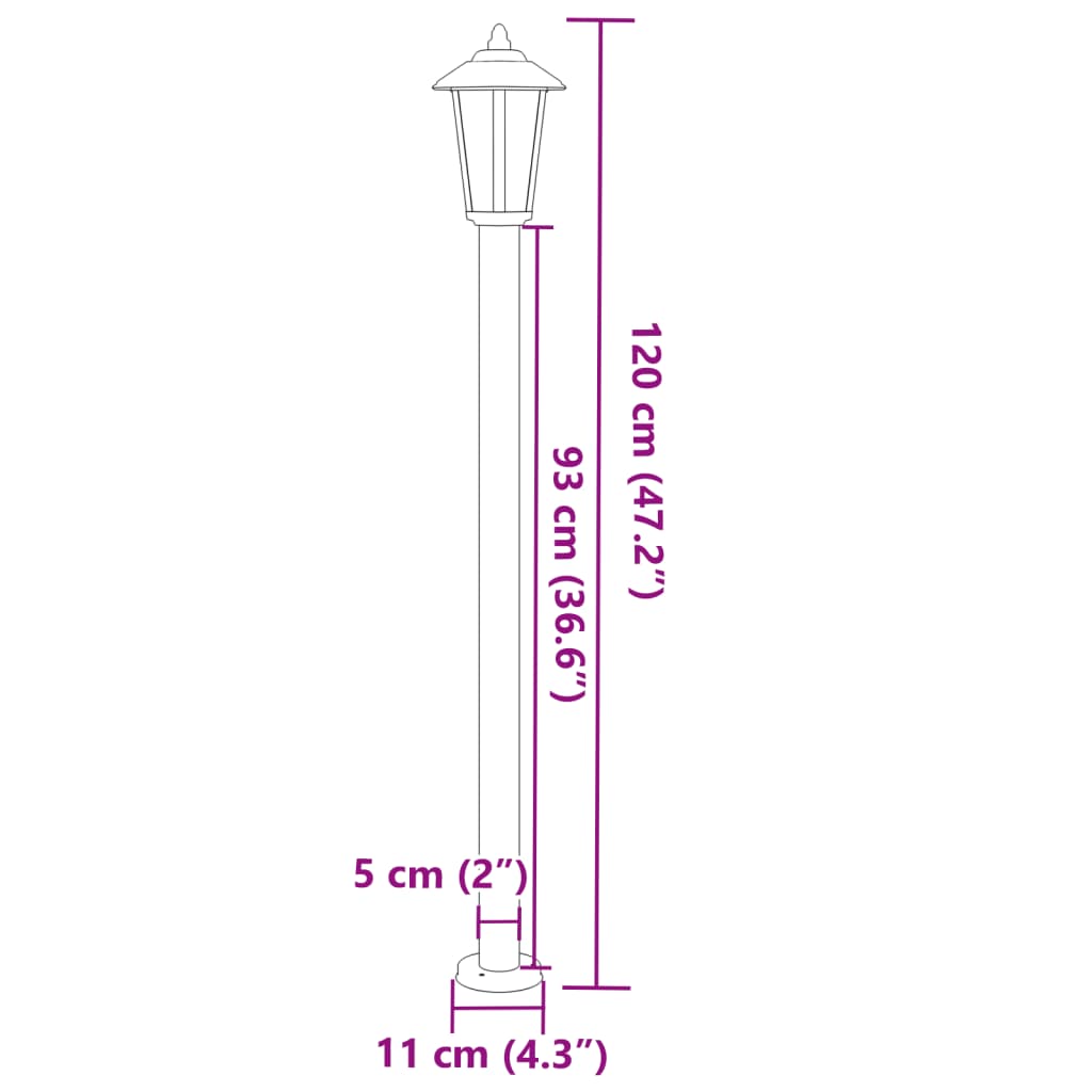 Wegeleuchte Schwarz 120 cm Edelstahl