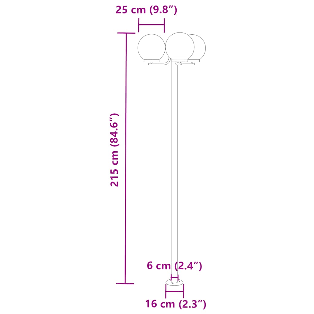 Wegeleuchten 3 Stk. Silbern 215 cm Edelstahl