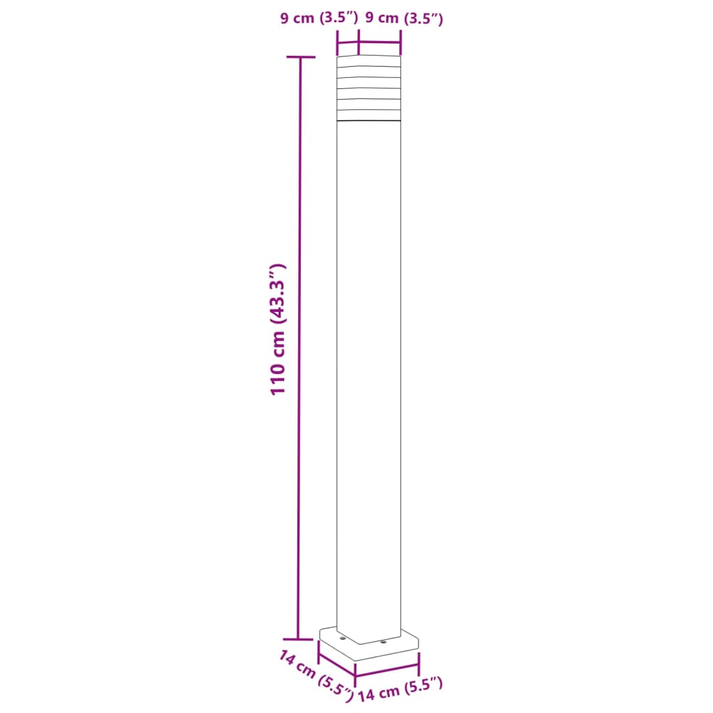 Wegeleuchte Schwarz 110 cm Aluminium - Pazzar.ch