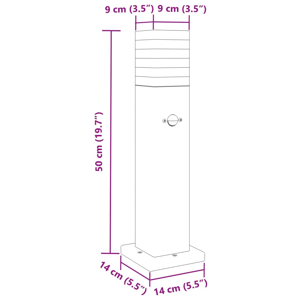 Wegeleuchte mit Bewegungsmelder Schwarz 50 cm Aluminium - Pazzar.ch