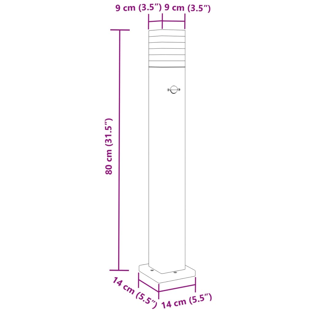 Wegeleuchte mit Bewegungsmelder Schwarz 80 cm Aluminium - Pazzar.ch