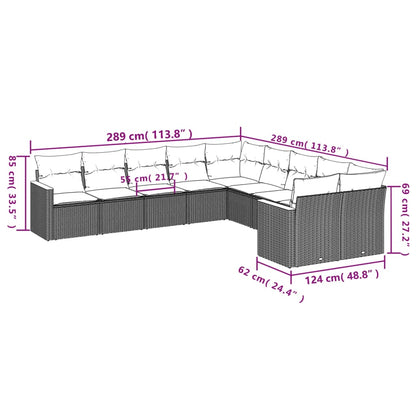 10-tlg. Garten-Sofagarnitur mit Kissen Schwarz Poly Rattan - Pazzar.ch