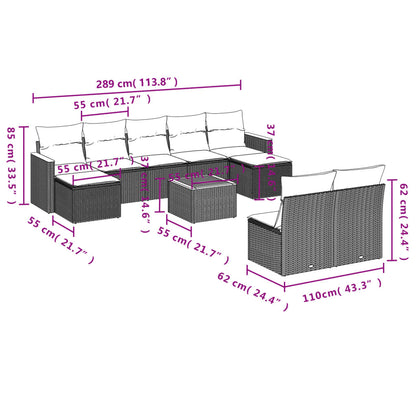 10-tlg. Garten-Sofagarnitur mit Kissen Schwarz Poly Rattan - Pazzar.ch